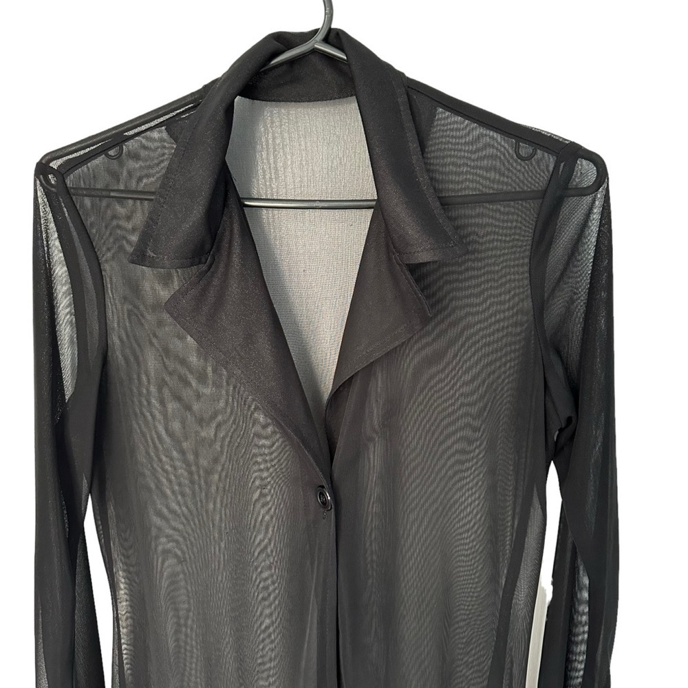 WOMEN'S SHEER BLACK CHIFFON LIGHTWEIGHT MAXI DUSTER KIMONO CARDIGAN - SIZE  US S